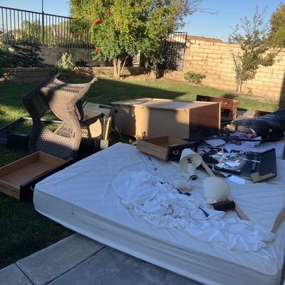 Junk Pickup LA trailer loaded on a Los Angeles job